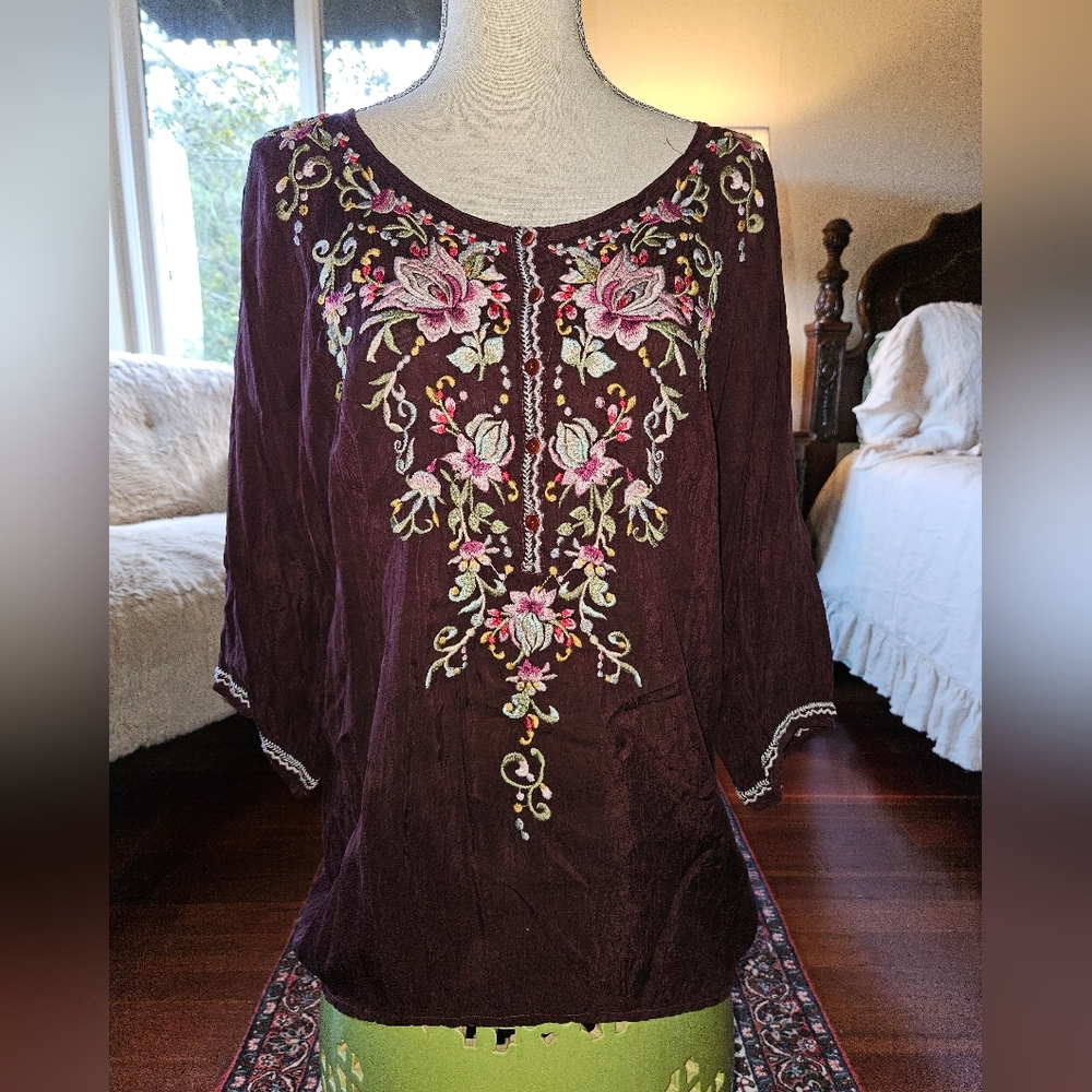 Johnny Was Vintage Embroidered Blouse